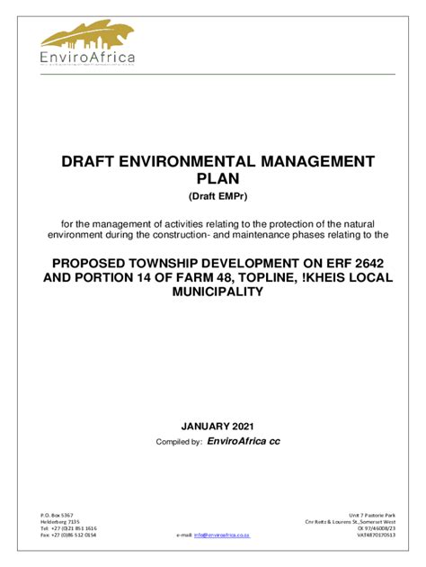 Fillable Online Appendix E Environmental Management Plan Fax Email