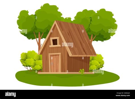 Cabane En Bois Maison En Bois Ou Cottage D Cor D Arbres D Herbe Et