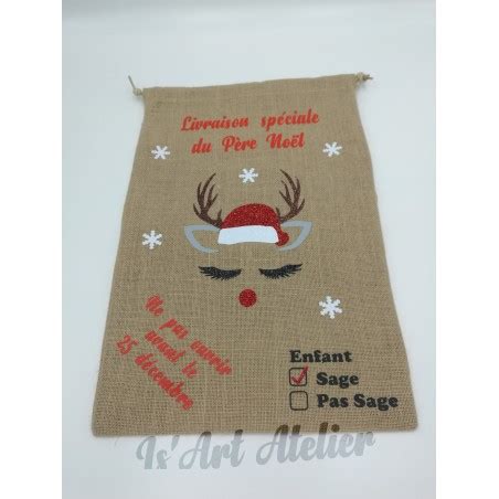 Hotte de Noël en toile de jute