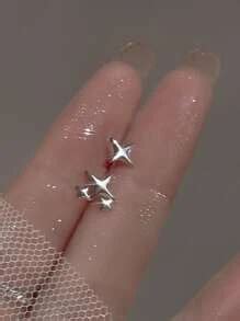 Four Pointed Star Mismatched Stud Earrings Shein Uk