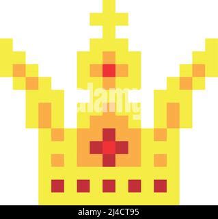 Golden Crown Pixel Art Icon 8 Bit Vector Stock Illustration Stock