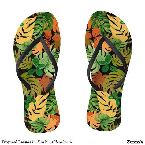 Tropical Leaves Flip Flops Womens Flip Flops Flop Flip Flops