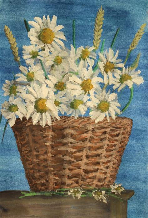Ромашки в корзине в стиле Живопись на Illustrators.ru
