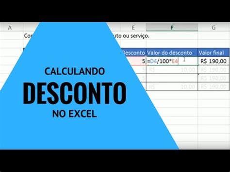 F Rmula Do Excel Como Calcular Desconto No Excel Youtube