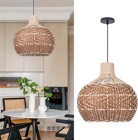 Arturesthome Rattan Pendant Lights Wicker Chandelier Boho Basket