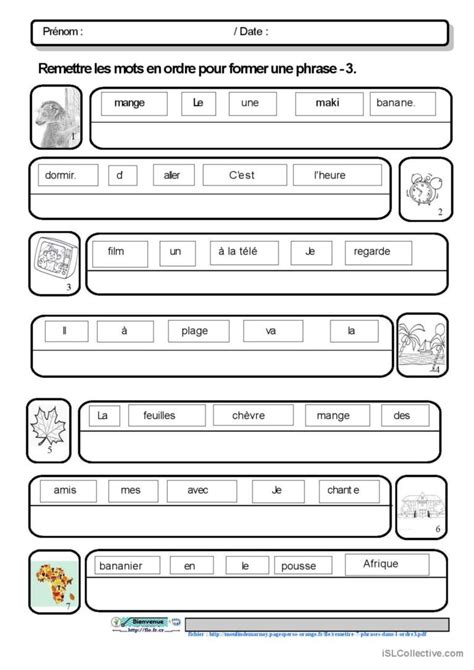 Remettre Phrases Dans L Ordre Fran Ais Fle Fiches Pedagogiques 72664