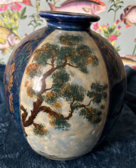 Proantic Large Tharaud Vase Enameled Limoges Porcelain