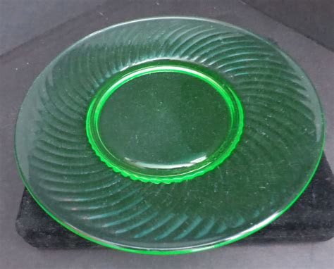 Depression Green Spiral Glass Plate Vintage Green Depression