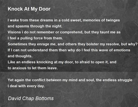 Knock At My Door - Knock At My Door Poem by David Chap Bottoms