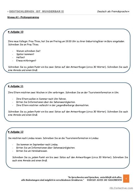 A1 Schreiben Deutsch DAF Arbeitsblätter pdf doc