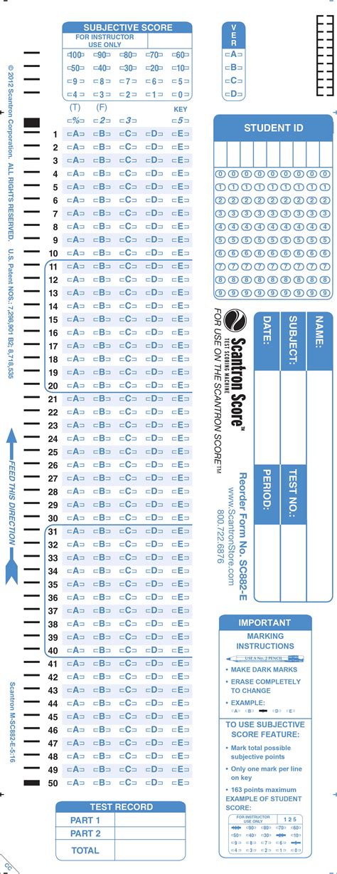 sc  scantron score  id pkg scantron