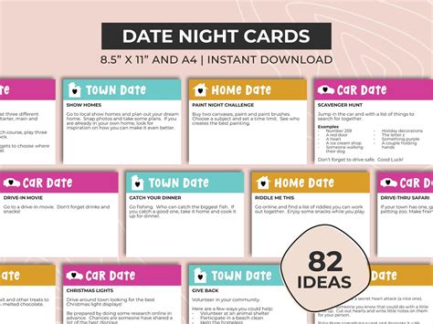 Date Night Cards Date Night Jar Printable Date Night Ideas Date Ideas First Anniversary T