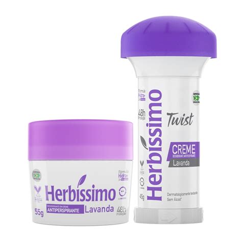 Kit Desodorante Herbíssimo Twist Lavanda 45g Creme 55g Refil