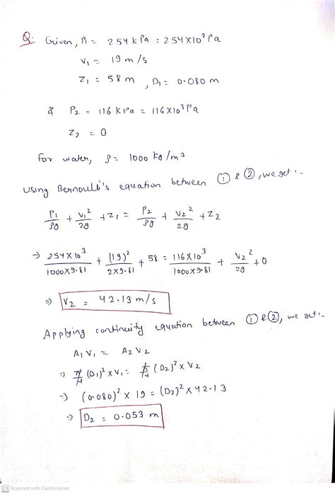 Solved Bernoulli Continuity Water Flows Steadily Through The Pipe