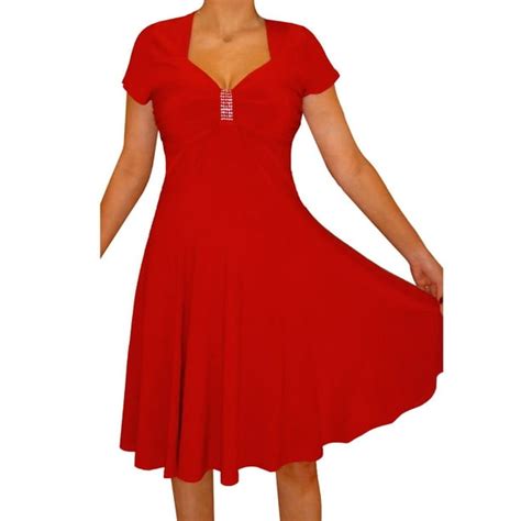 Funfash Funfash Plus Size Clothing Women Red Slimming A Line Cocktail Dress Made In Usa