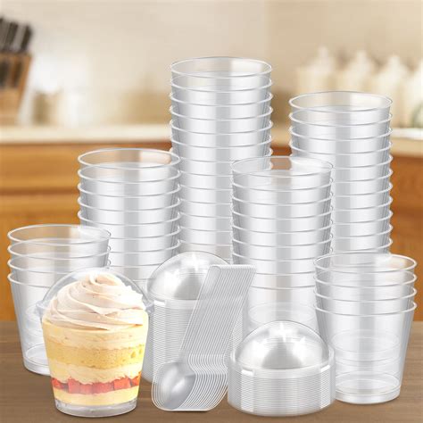 Vmiapxo Pack Oz Dessert Cups With Dome Lids And Spoons Desserts