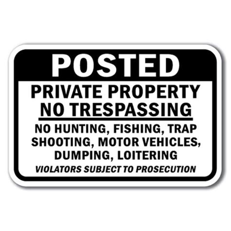 Signmission 12 X 18 In Posted Private Property No Trespassing No