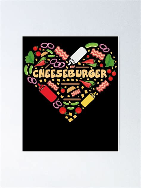 Póster Corazón de amor en forma de hamburguesa con queso de