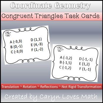 Congruent Triangle Task Cards Coordinate Geometry Proofs