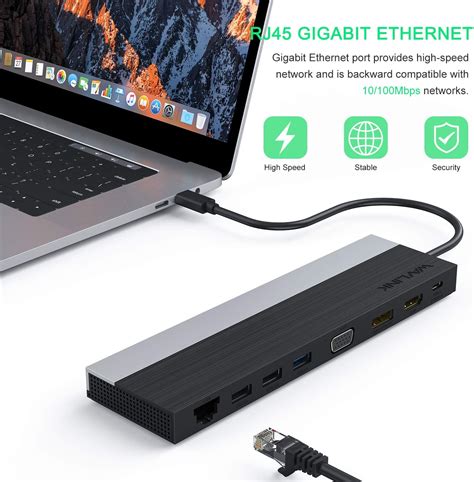 Wavlink Estaci N De Acoplamiento Usb C Para Laptop Adaptador Tipo C De