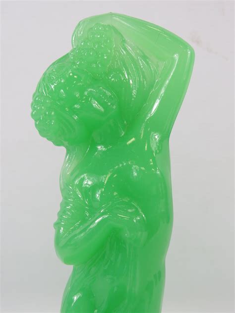 Jobling Art Deco Uranium Jadeite Glass Nude Lady Figurine Bowl 11