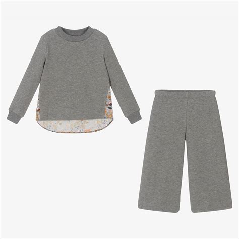 Il Gufo Girls Grey Trouser Set Childrensalon Outlet