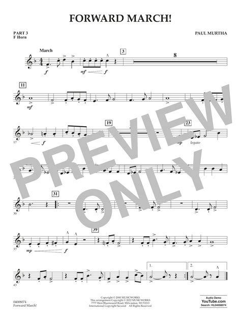 Forward March Pt3 F Horn By Paul Murtha Sheet Music For Concert