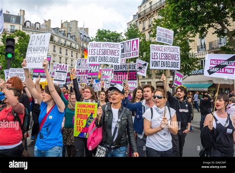 Paris France Lgbt Groups Protesting In Annual Gay Pride March Stock