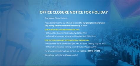 Office Closure Notice For Holiday