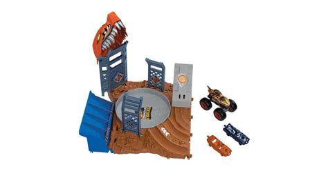 Mattel Hot Wheels Monster Trucks Aréna Elődöntő játékszett Tigriscápa pálya Pepita hu