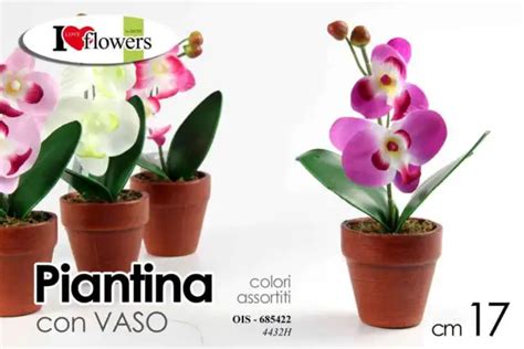 Pianta Orchidea Piantina Finta Con Vaso Fiori Finti Artificiale Fiore