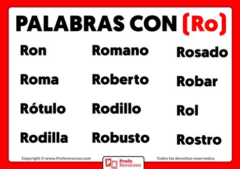 Palabras Con Ro Ejemplos De Palabras Con Ro