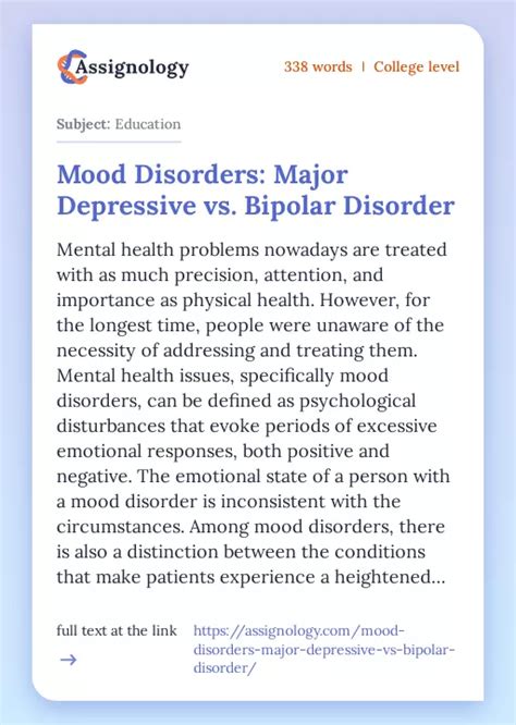 Mood Disorders Major Depressive Vs Bipolar Disorder