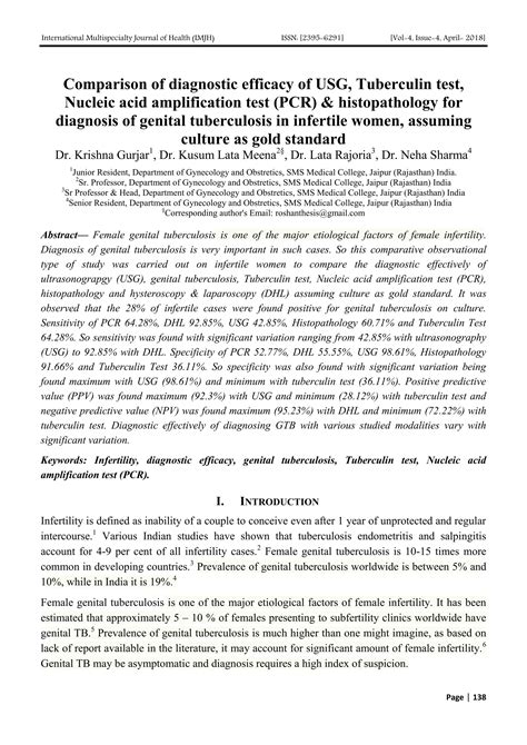 Comparison Of Diagnostic Efficacy Of Usg Tuberculin Test Nucleic Acid