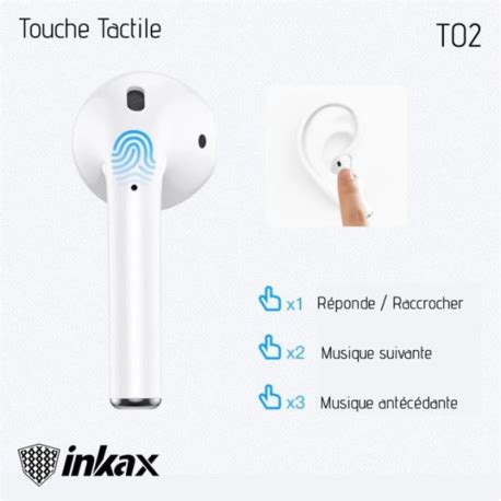 ÉCOUTEURS BLUETOOTH INKAX T02 BLANC