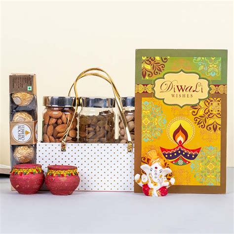 Send Auspicious Ganesha Idol With Dry Fruits Diwali Corporate Gift