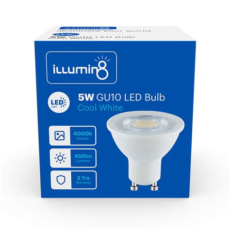 Gu10 5w 38° Cool White Led Bulb Illumin8 High Quality Led Lighting