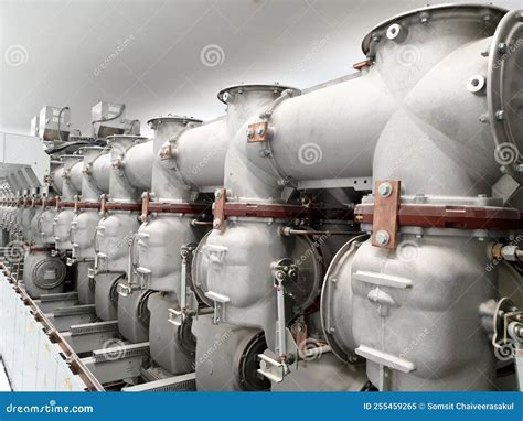 The Back Of Medium Voltage Gas Insulated Switchgear Gis Stock Image