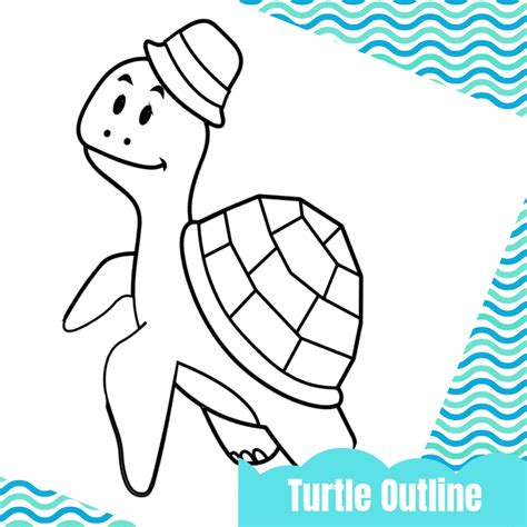 Cartoon Turtle Outline Arty Crafty Kids