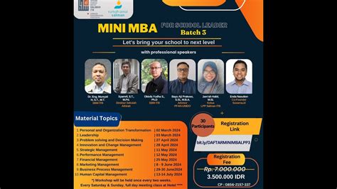 Mini Mba For School Leader Batch Lpp Salman Itb Rumah Amal Salman