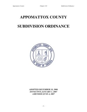 Fillable Online Chapter Subdivision Of Land Ordinance Appomattox