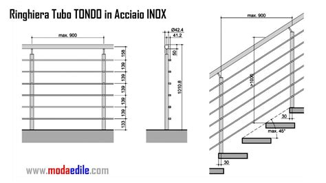 Ringhiera Con Tubo Tondo In Acciaio Inox E Tondini Orizzontali Con