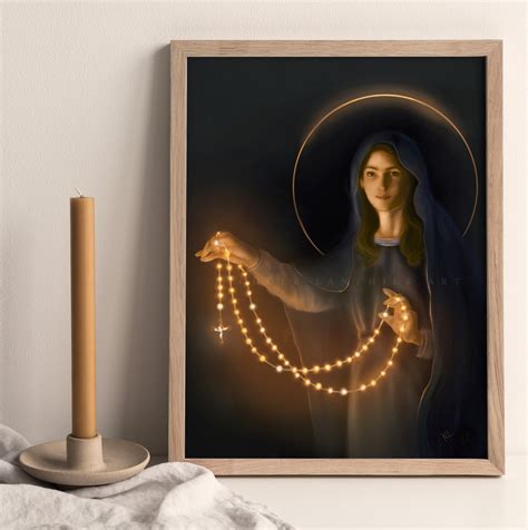 Our Lady Of The Rosary Art Print Virgin Mary Catholic Art Etsy Australia