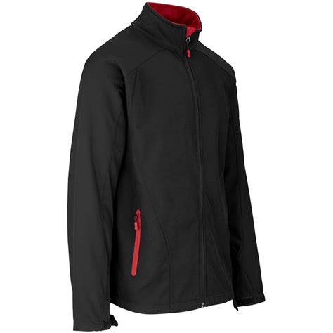 mens geneva softshell jacket black red trendburst pty