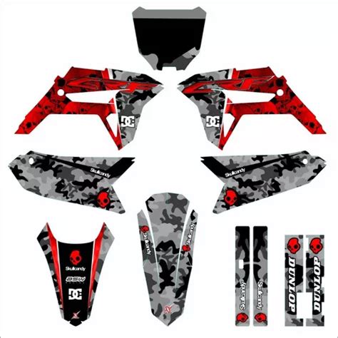 Kit Gr Fico Adesivo Crf Fosco Camuflado Fino Biker Cor Preto