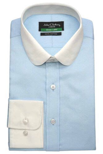 Peaky Blinders Dress Shirt Mens Sky Blue Oxford Dobby Penny Round