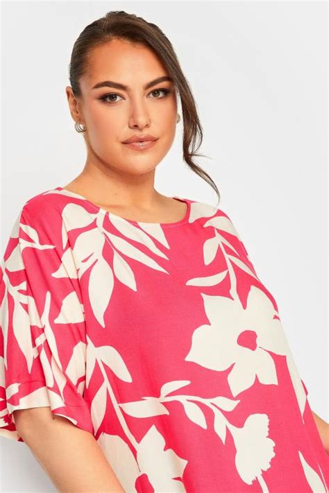 Yours Curve Plus Size Hot Pink Floral Top Yours Clothing