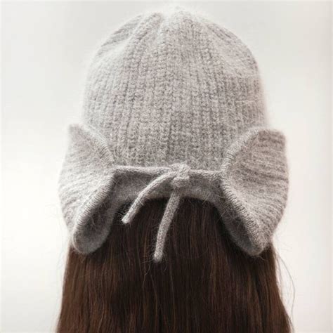 Grey Knit Earflap Beanie Hat Winter Wool Ushanka Hat With Flaps Trapper Woman Hat Fluffy And