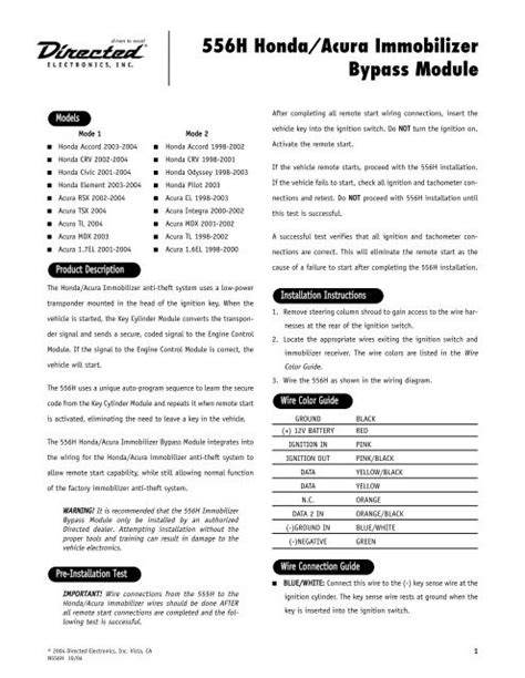 556H Honda Acura Immobilizer Bypass Module DirectedDealers