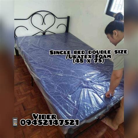 steel bed double size  uratex foam furniture home living
